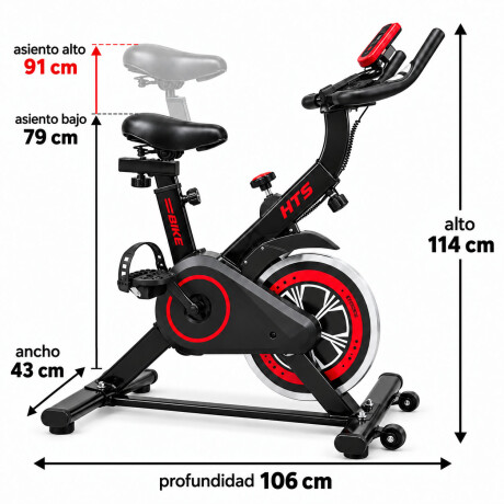 Bicicleta Spinning Hogar Disco 8kg Monitor Pulso Regulable Negro/rojo