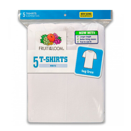 Pack X3 Camisetas Fruit Of The Loom Manga Corta BLANCO