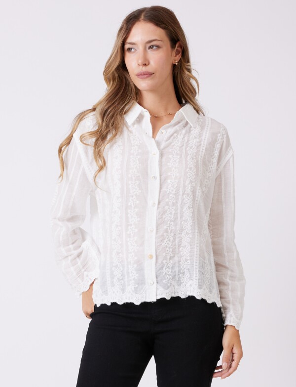 Camisa Algodon Broderie BLANCO