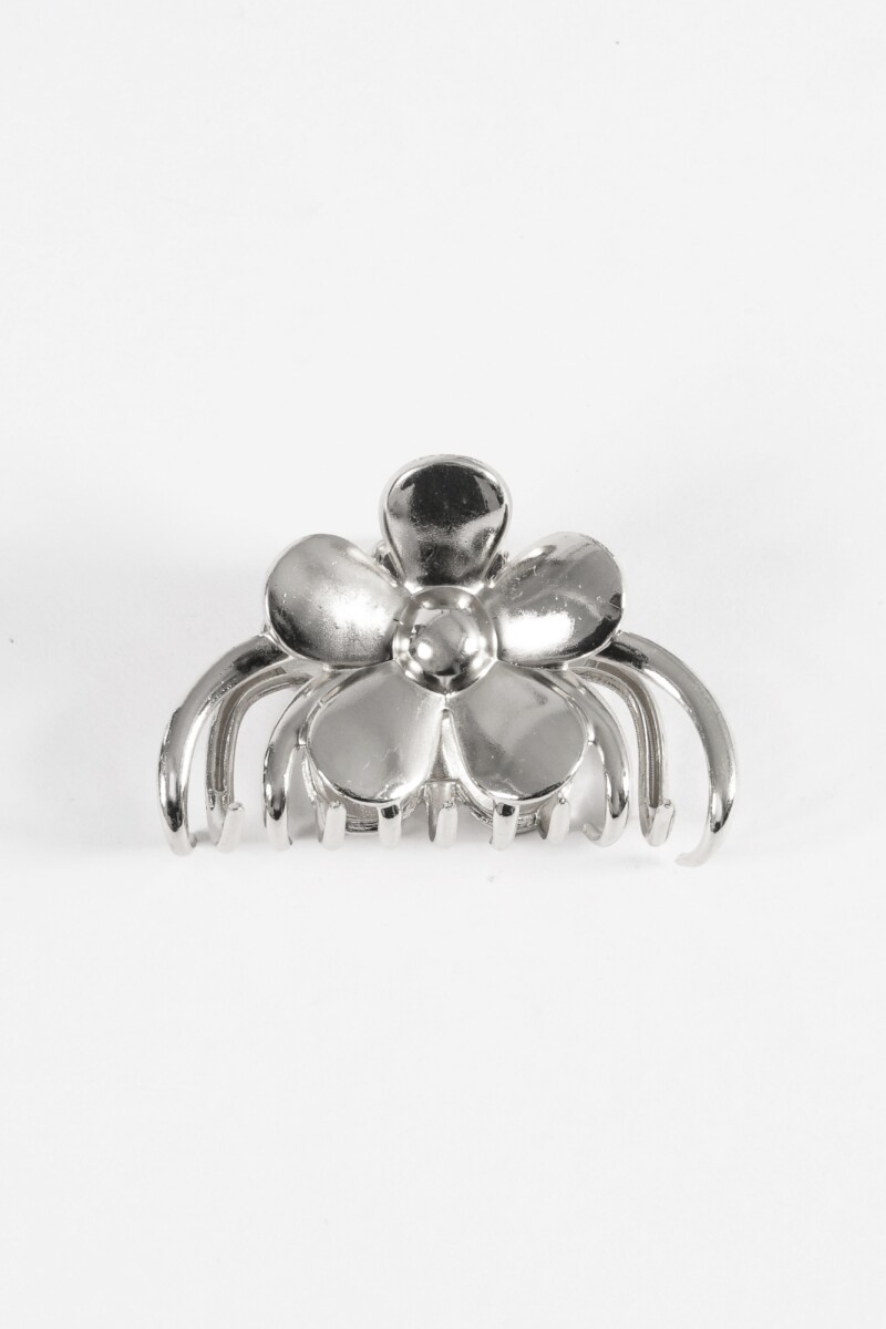 Broche flor plateado