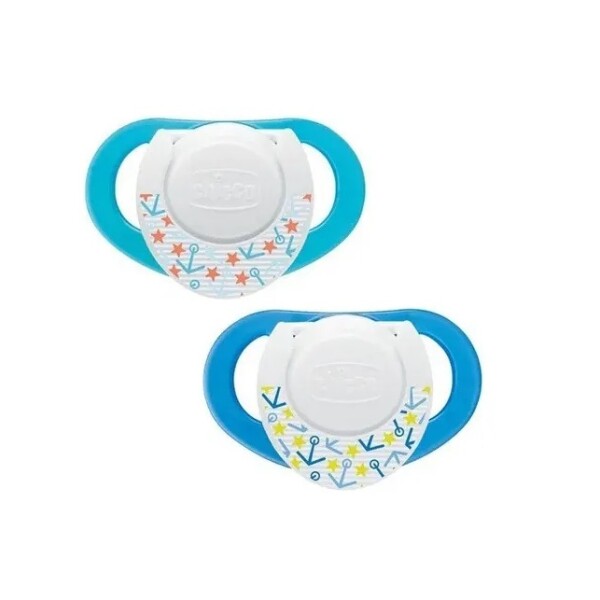 Set x2 chupetes chicco 6 a 12m celeste