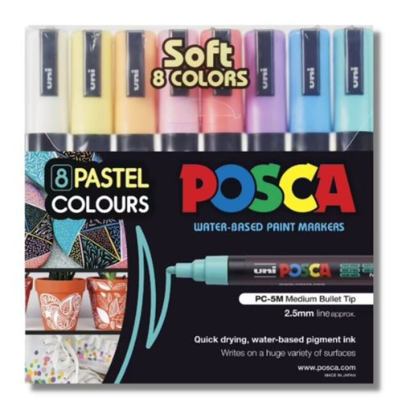 Marcador uni posca 2.5mm x8 color pastel Marcador Uni Posca 2.5mm X8 Color Pastel