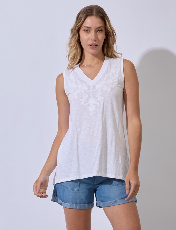 Musculosa Bordada BLANCO