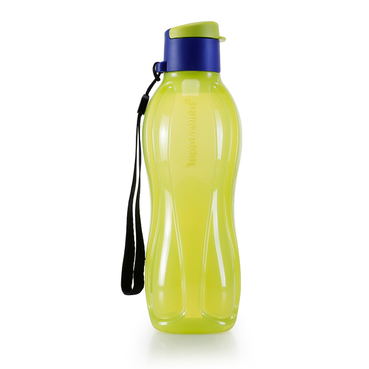 BOTELLA ECO TWIST TUPPERWARE CON PICO Y CORREA 500 ML - LIMA Y AZUL 