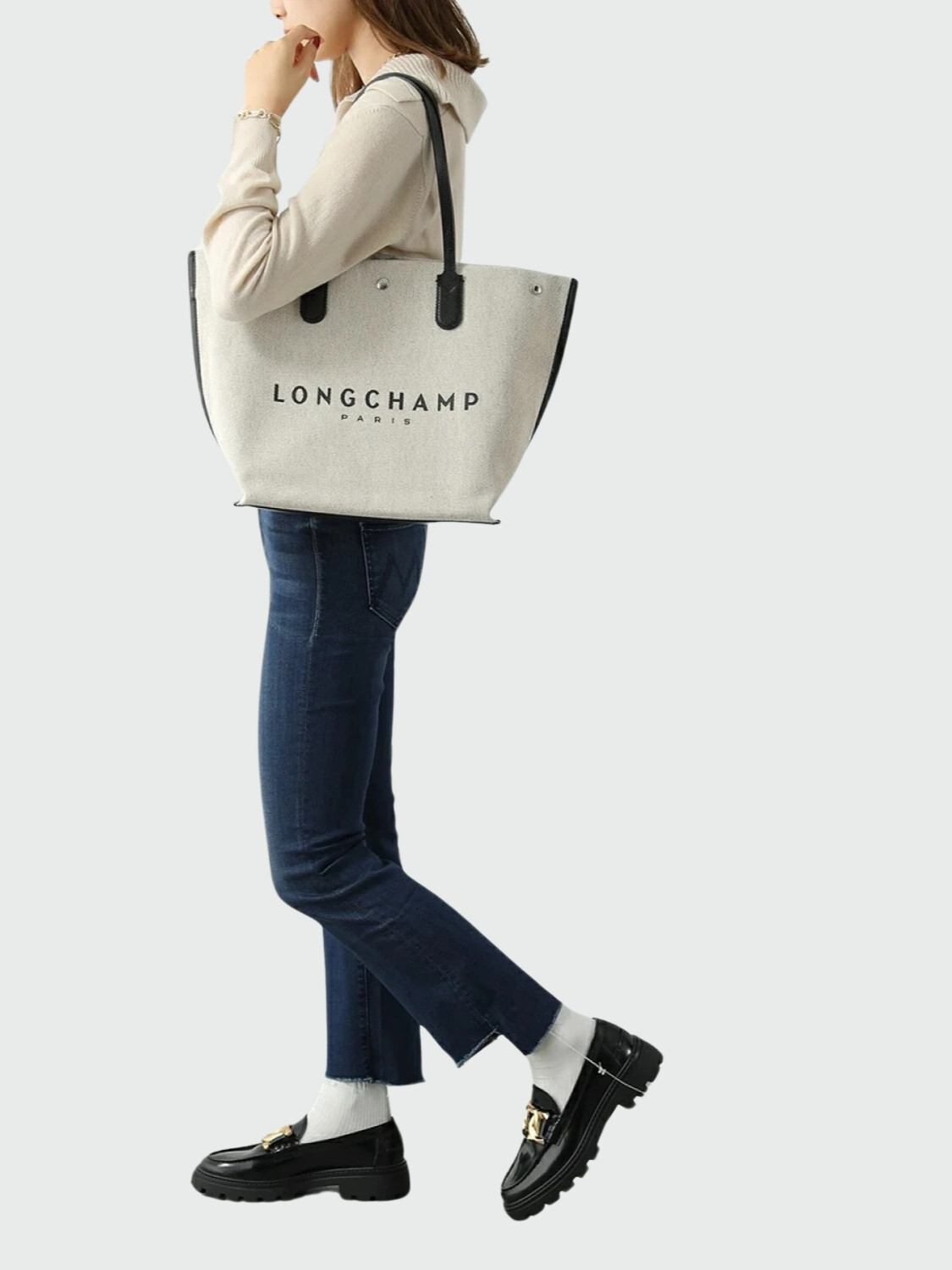 Longchamp- SHOPPER BAG LE ROSEAU ESSENTIAL L Marfil