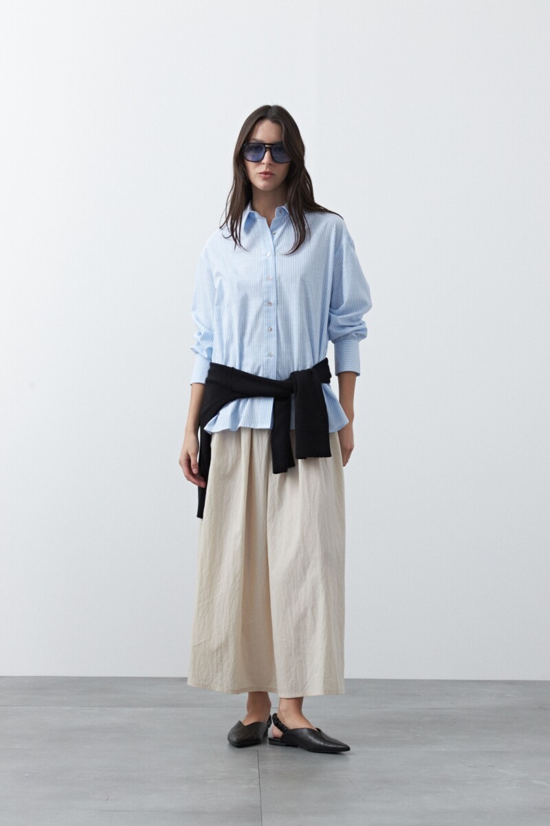 CAMISA DANAE STRIPE Blanco/Celeste