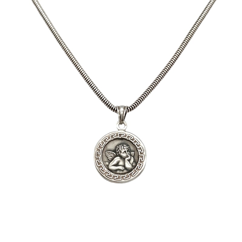 Dije Colgante Ángel de la Guarda-Plata 925 quemada- Sin piedra-CP3037 sinpiedra