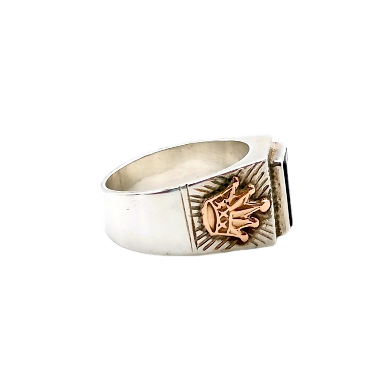 Anillo Mesa-Plata y Oro-Piedra Onix-AN5163 conpiedra