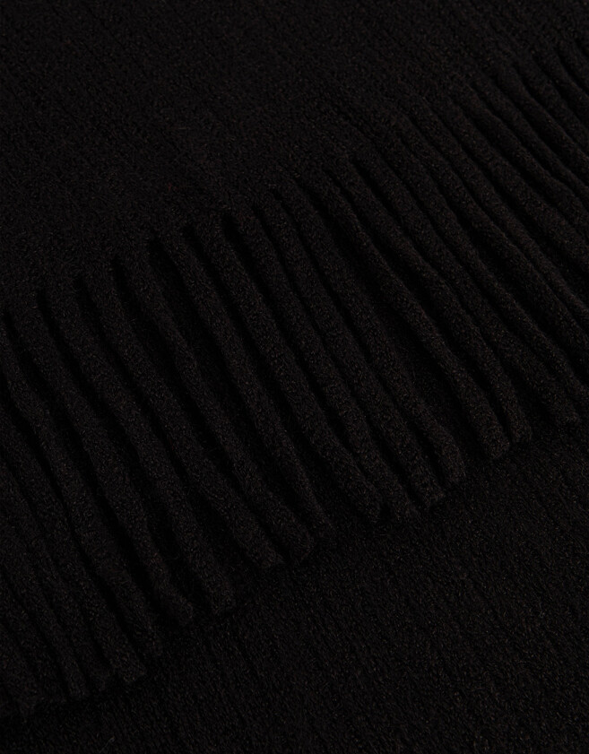 Bufandas Clasico Bufanda Con Flecos - Negro