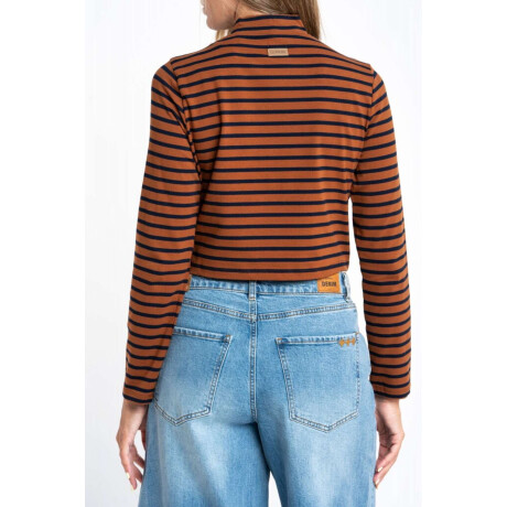 Polera Alogodon Elastano Rayada Camel