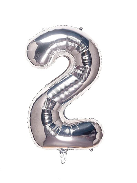 GLOBO PLATEADO NUMERO 2 PLATEADO