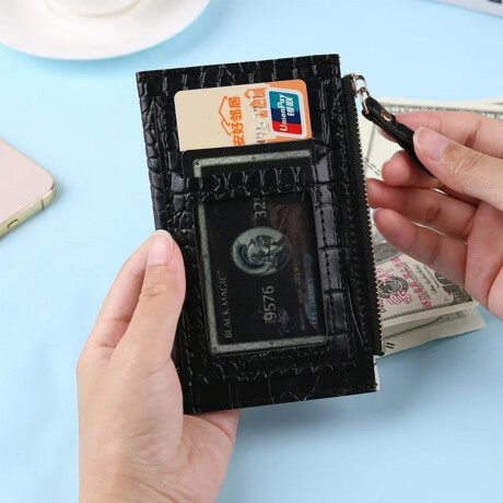 Monedero croco tarjetero bicolor Negro