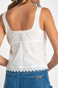 Blusa Alforzas Bordados 0ff White