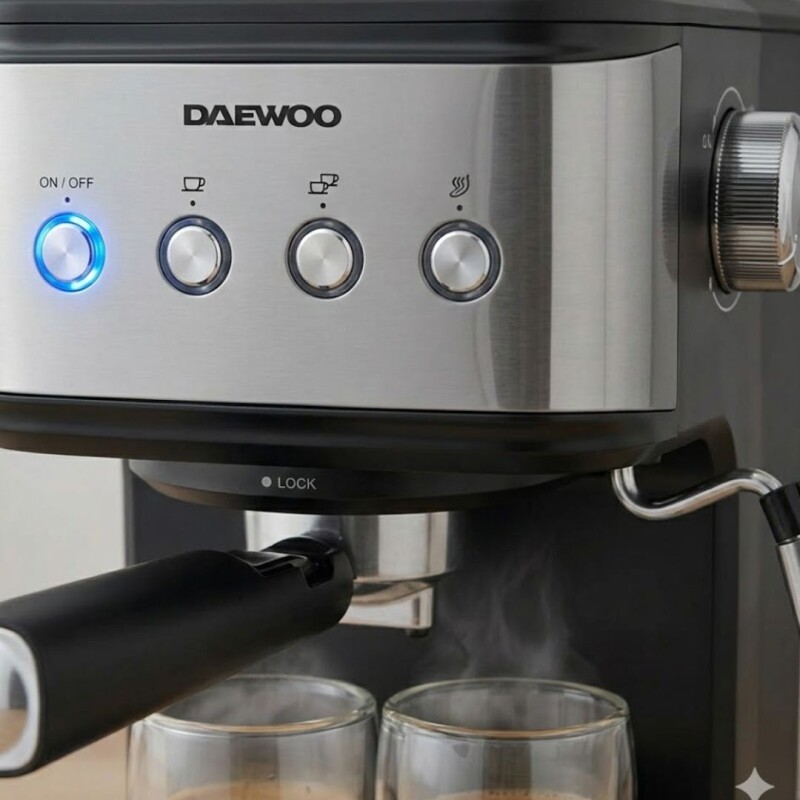 Cafetera Espresso Daewoo Automática | Acero Inoxidable | 1,5 Lts. Cafetera Espresso Daewoo Automática | Acero Inoxidable | 1,5 Lts.