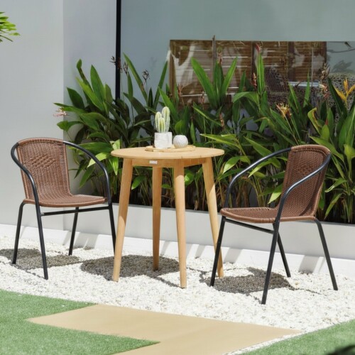 Sillas Símil Rattan con Mesa de Eucaliptus - Nassau Marrón