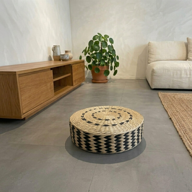 Puff almohadón de piso de ratán 10 cm Puff almohadón de piso de ratán 10 cm
