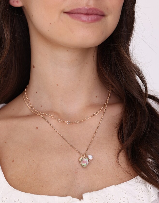 Collares Cortos Con corazón Collar Corto Con Corazón - Dorado