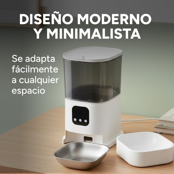Comedero Dispensador Automático Inteligente Wifi Perro Gato Color Blanco Negro
