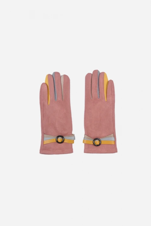 Guantes con hebilla rosa