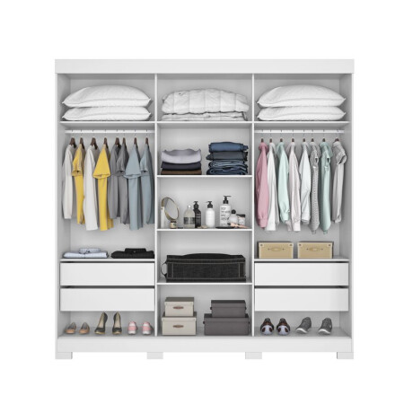 ROPERO 3 PUERTAS CORREDIZAS CON ESPEJO GUARDARROPA ARMARIO PLACARD CLOSET BLANCO