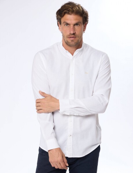 CAMISA DE LINO CUELLO MAO Blanco
