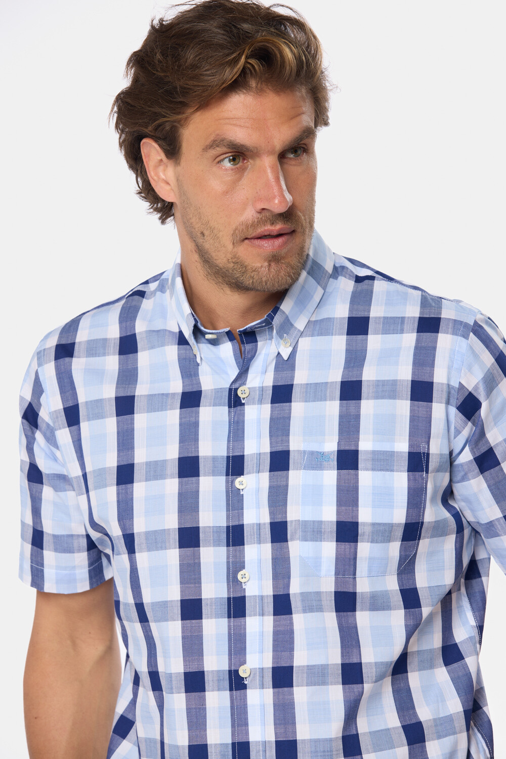 CAMISA A CUADROS Celeste