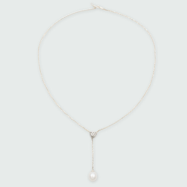 Colgante y cadena MOON Gota de cielo en plata 925 con brillante y perla Colgante y cadena MOON Gota de cielo en plata 925 con brillante y perla