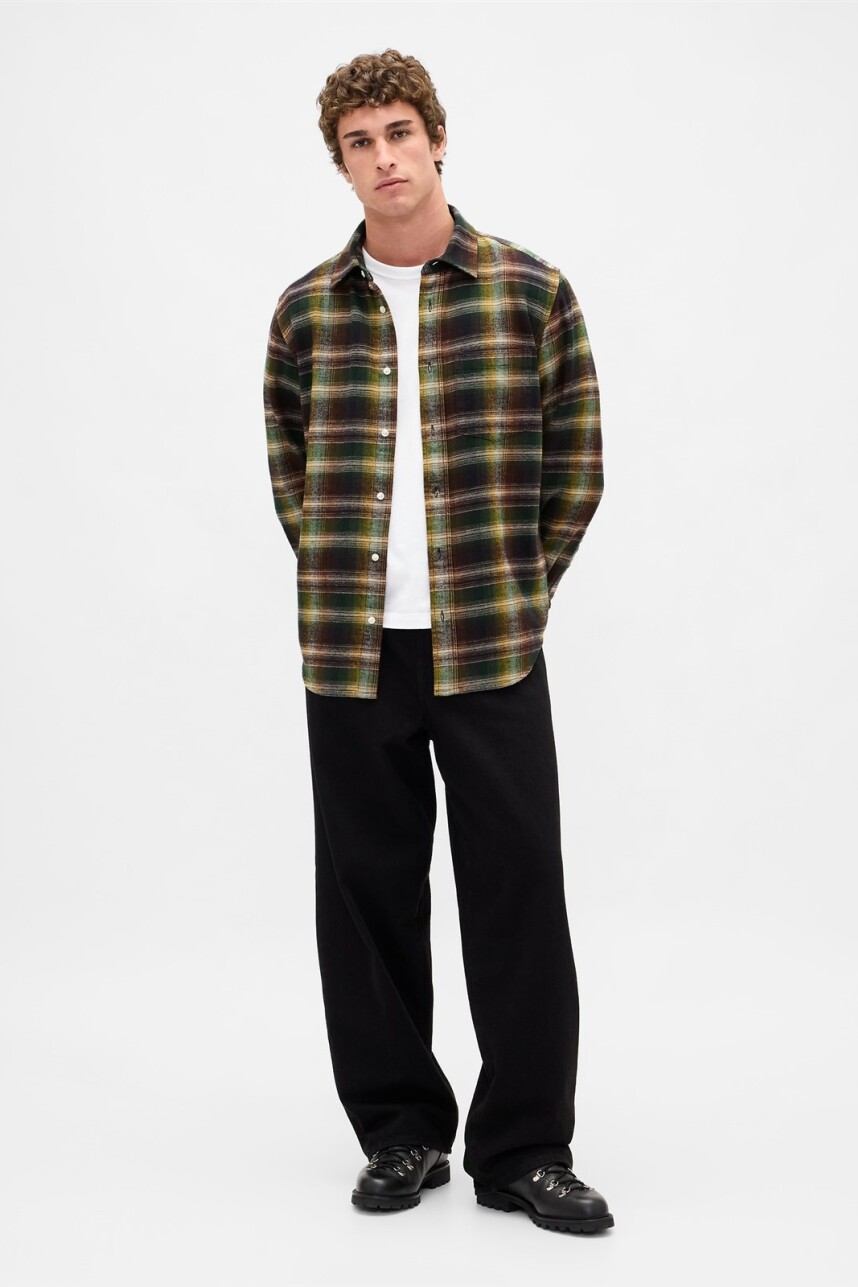 Camisa Flannel Hombre Sp Black Shadow Plaid