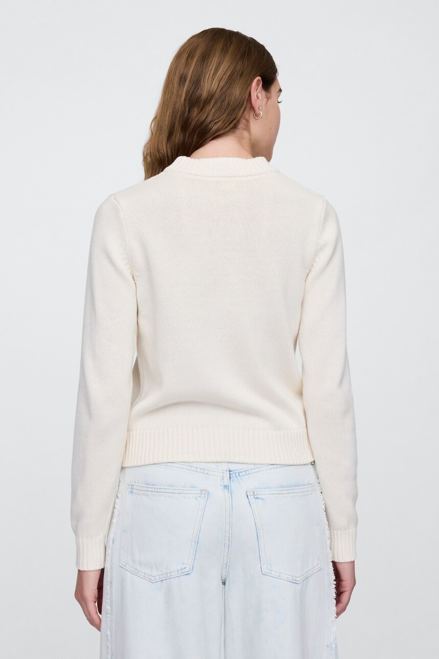 Buzo Algodòn Cuello Alto Mujer Ivory Frost