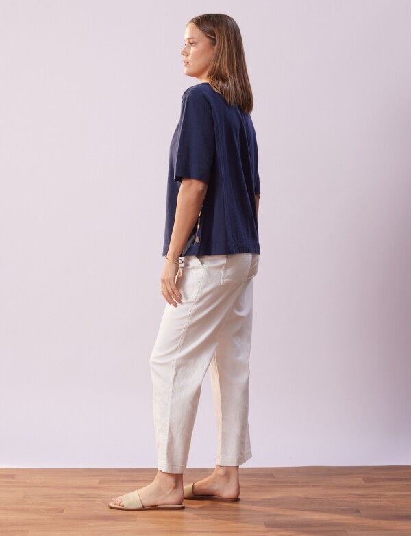 Blusa Algodon Botones AZUL