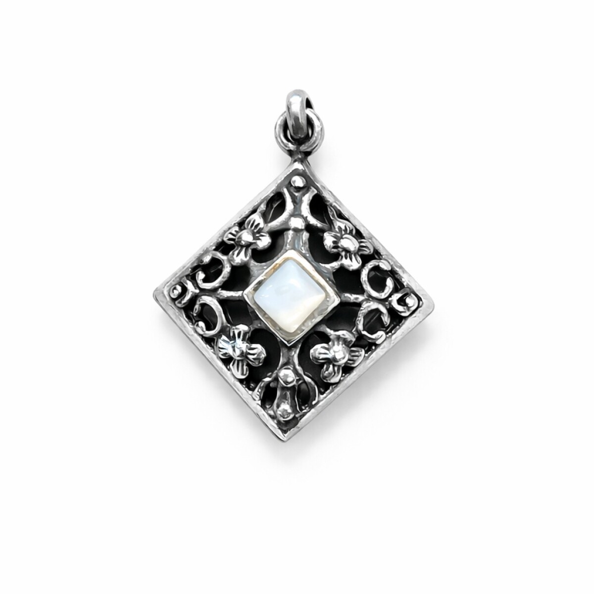 Dije Relicario Rombo- Plata 925 - Piedra Luna- CP6581 - conpiedra 