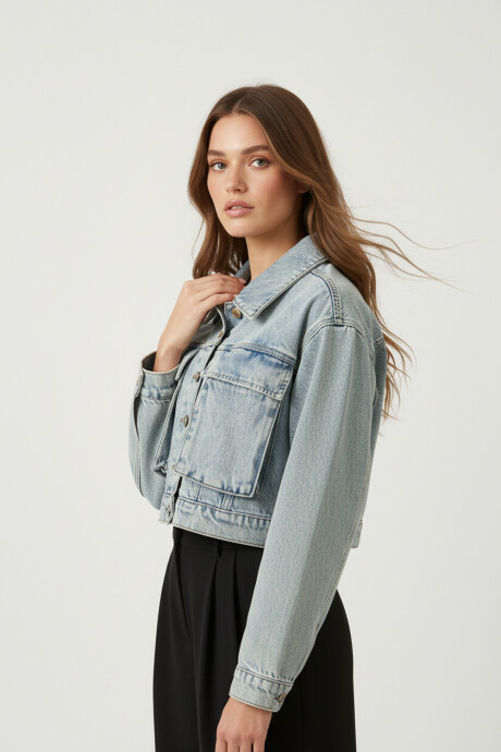 Campera Diona Celeste Grisaceo