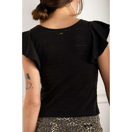 Top Texturao Manga Volado Negro