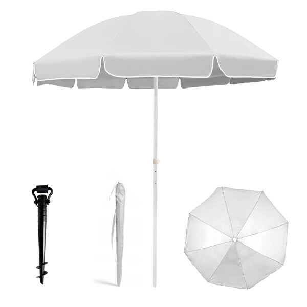 Combo Sombrilla Gris de Playa con Protección UV + Base Ancla Espiral - IMBACK Combo Sombrilla Gris de Playa con Protección UV + Base Ancla Espiral - IMBACK