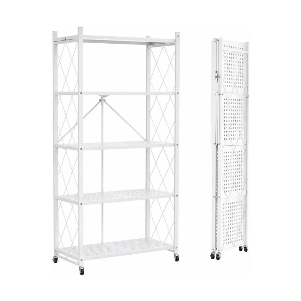 Estantería 5 Niveles Metal Minimalista Plegable 1.55m Blanco