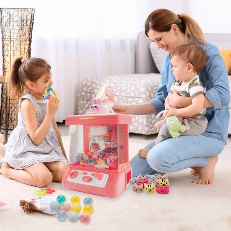 Máquina Infantil Grúa Juguetes Peluches Con Sonido Rosado