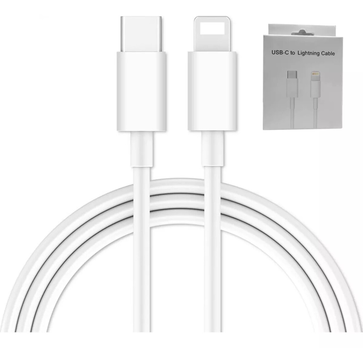 Cable usb-c blanco con entrada USB TipoC salida Lightning estilo Iphone 