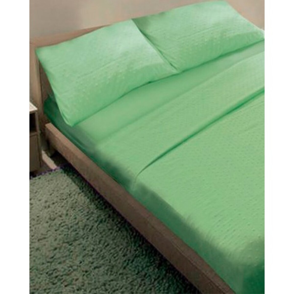 Juego de sábanas Cotton Flor 3D 2 plazas sommier 225x245cm - Verde 