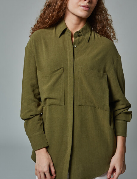 Camisa lino oversize oliva