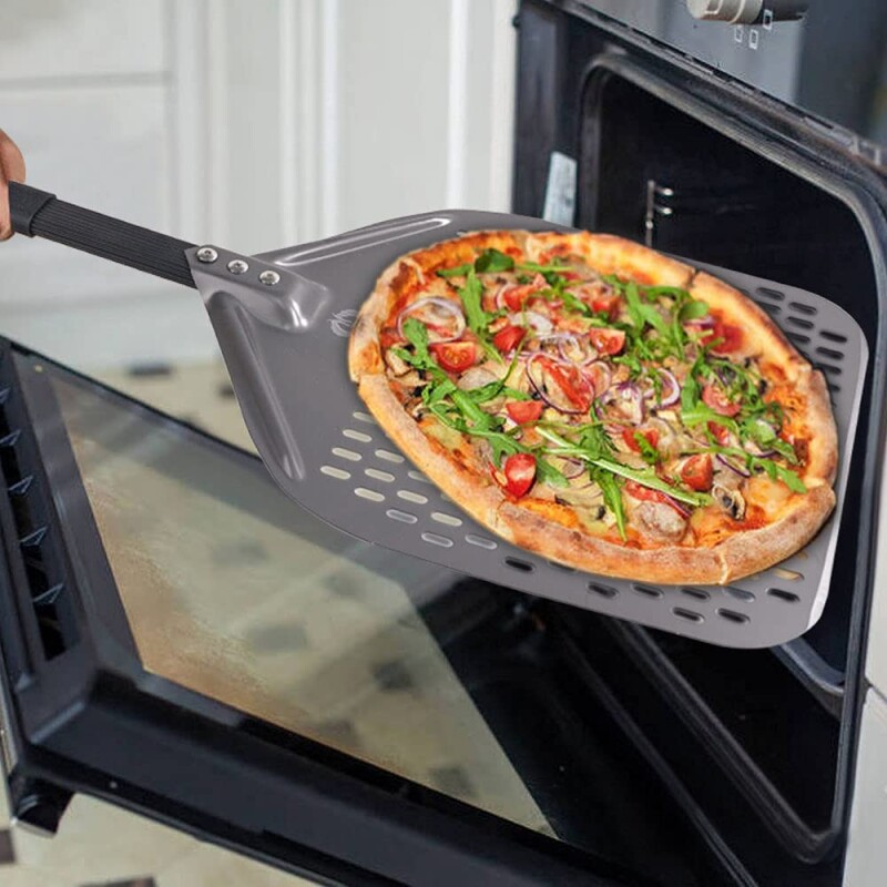 Pala de pizza perforada, rectangular para pizza Pala de pizza perforada, rectangular para pizza