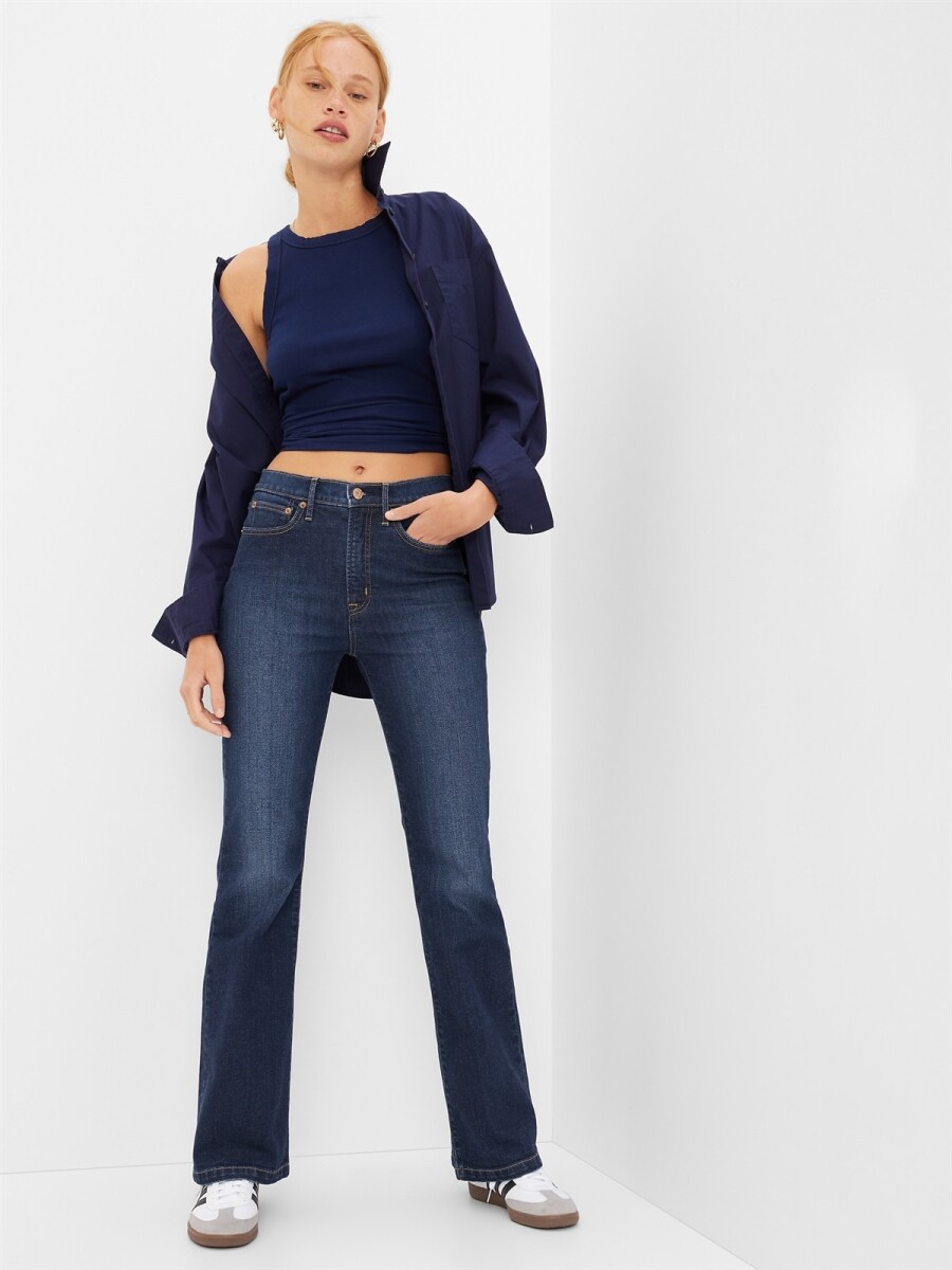 Jean 70S Flare Tiro Alto Mujer - Dark Wash 