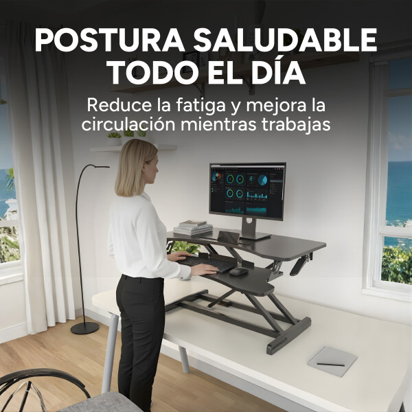 Escritorio Elevable Doble Regulable Altura Hybridesk Compu Color Negro