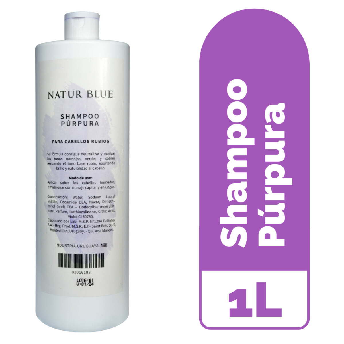 Shampoo Púrpura para Rubios NATUR BLUE - 1 L 