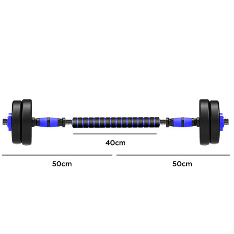 Set 2 Mancuernas + Barra 3en1 + 30kg Disco Pesa PVC 4x5KG + 4x2.5KG