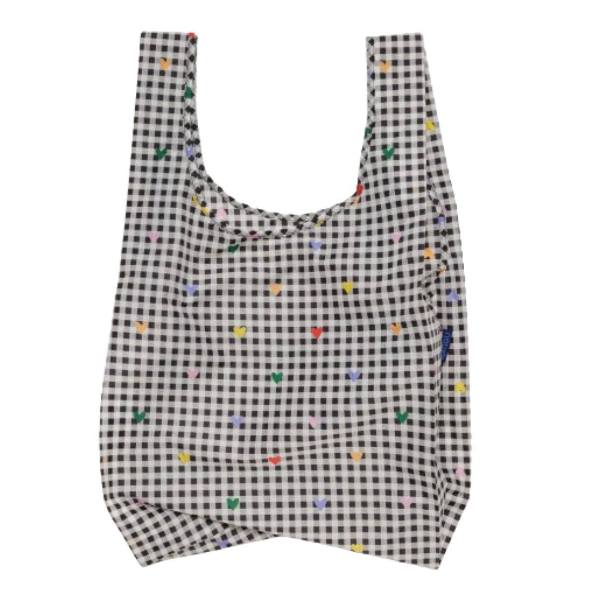 Bolsa Re-utilizable de Nylon Reciclado, Impermeable - Gingham Hearts 