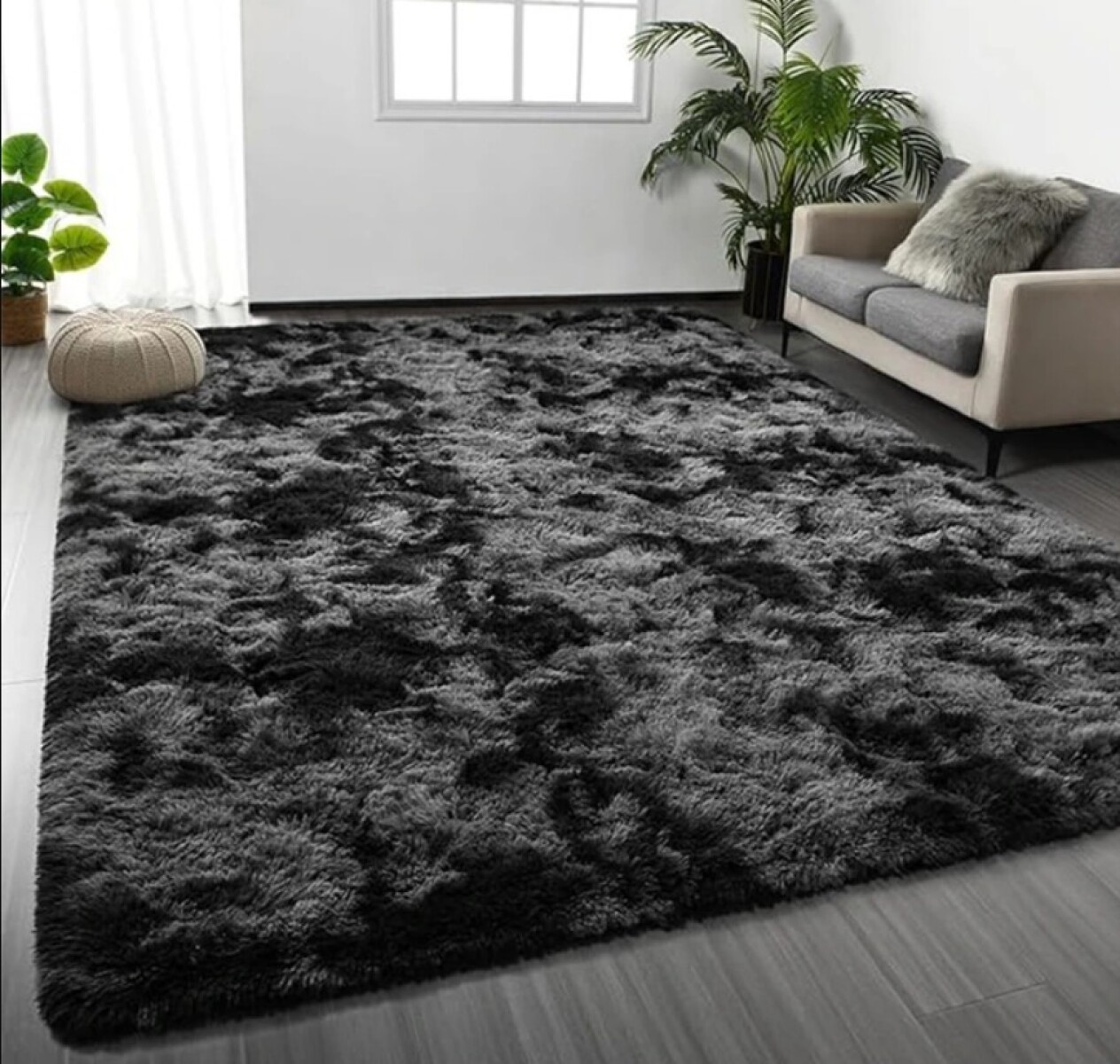 ALFOMBRA SHAGGY PELO LARGO 150 X 200 CM COLOR NEGRO 