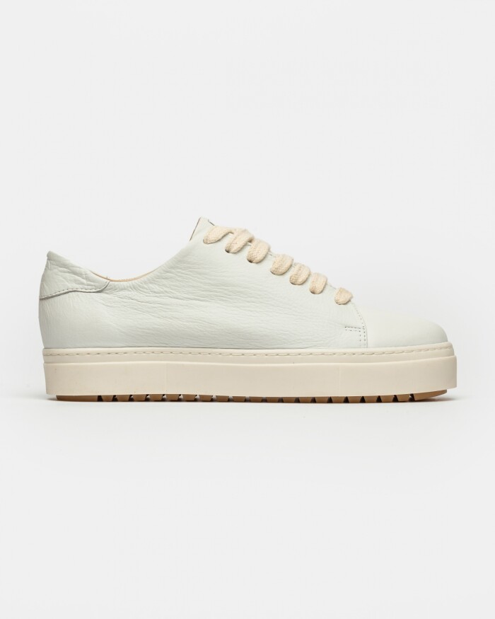 Sneaker Eimi En Cuero Liso Blanco