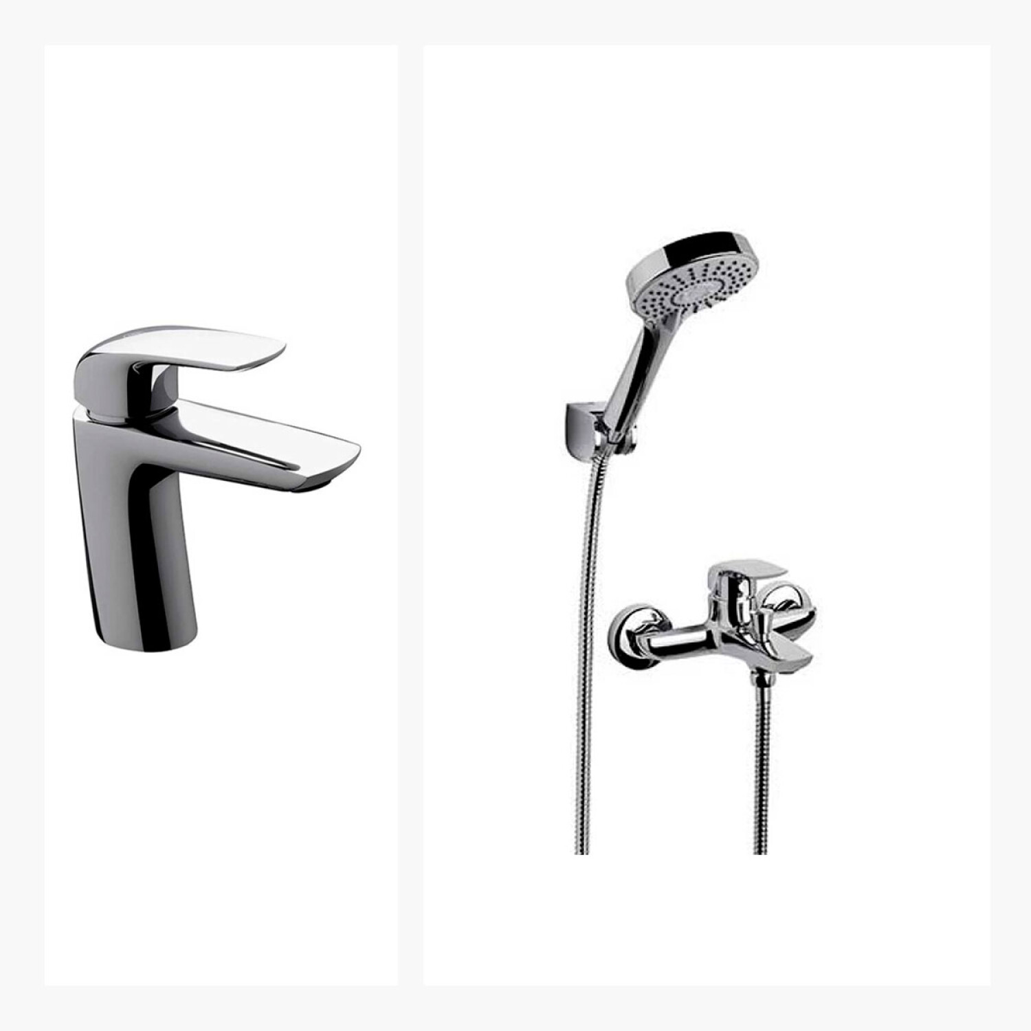 Juego De Griferia, Incluye Ducha Exterior C/T Y Lavatorio Bajo