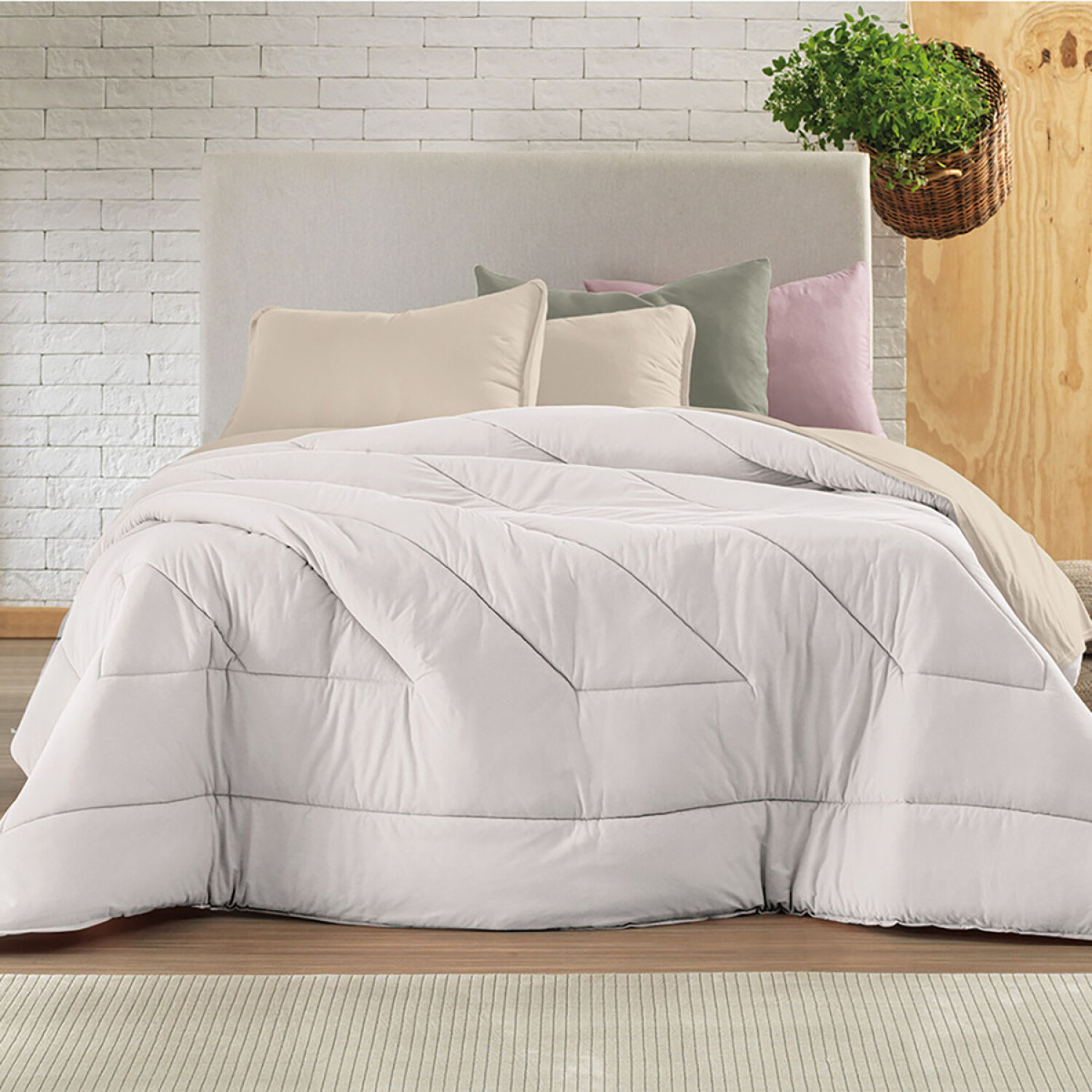 EDREDON RETRO ESENCIAL Beige QUEEN — Viasono