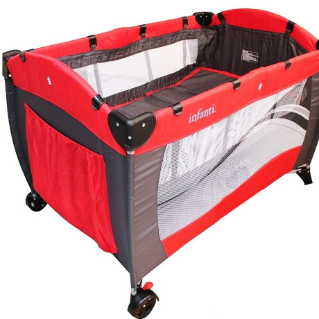 Practicuna Infanti Doble Altura Cuna Cambiador Corral Rojo